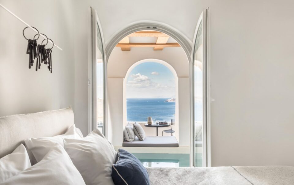 luxury hotel room Disclosing the Secrets of Success in Luxury Hospitality Porto Fira Suites Hotel in Santorini by Interior Design Laboratorium Yellowtrace 05 960x604